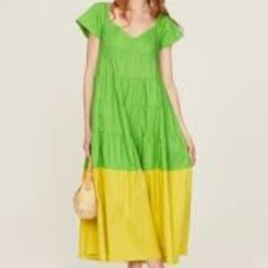 DONNA MORGAN GREEN YELLOW COLORBLKOCK MAXI WOMEN DRESS SIZE US 4 BRAND NEW
